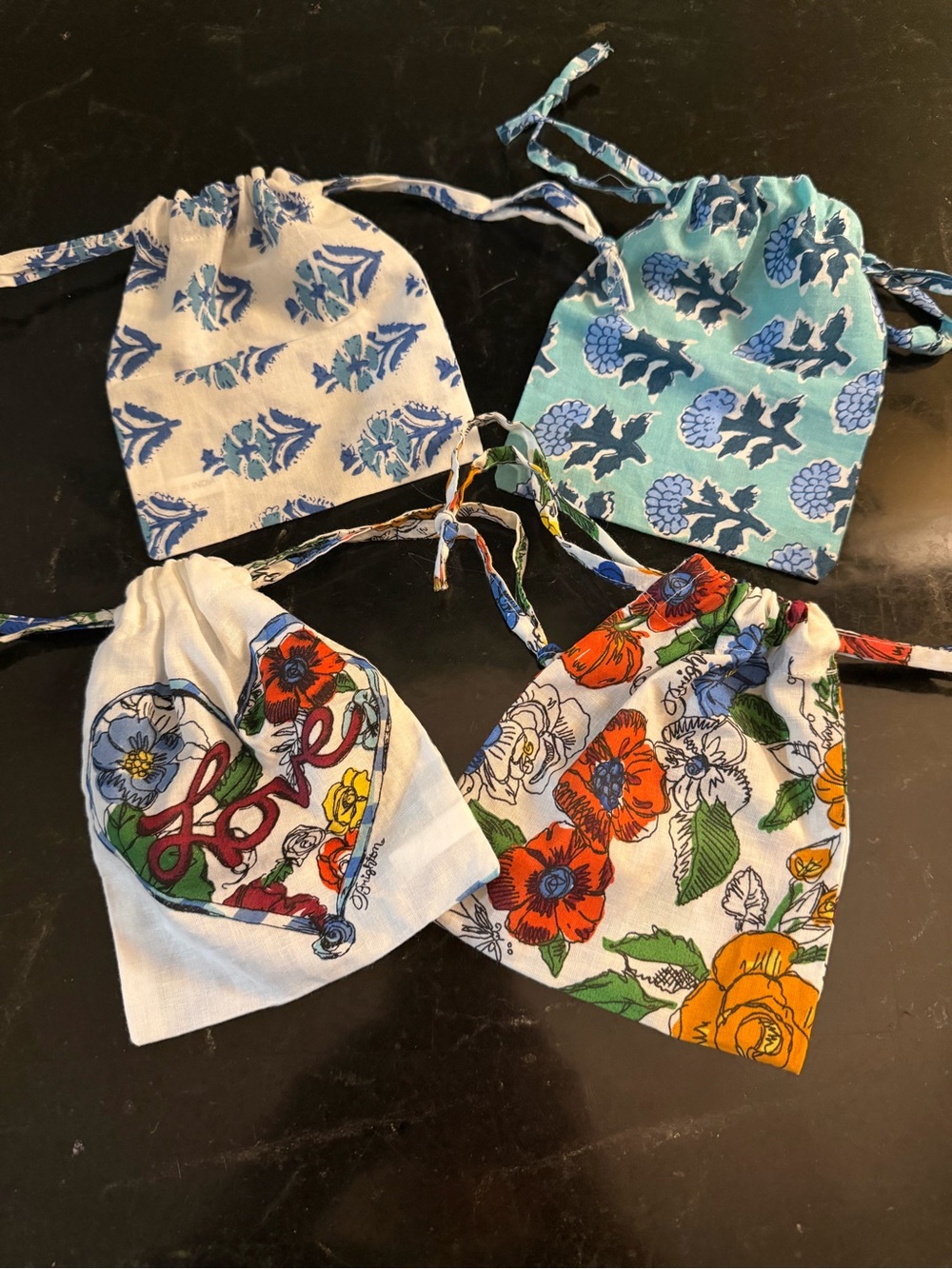Brighton Jewelry Gift Bags – Set of 4 Floral Drawstring Pouches 🌸
